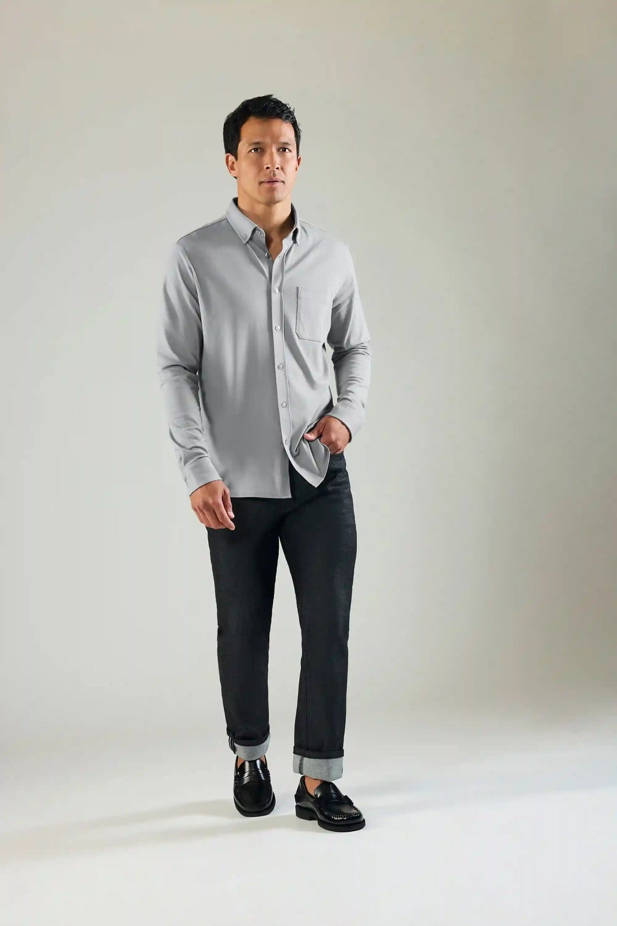 SILVER Pique Button Up