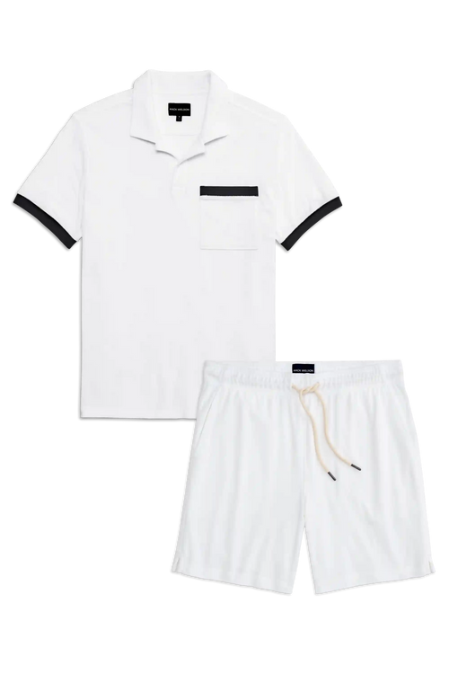 Terry Cloth Polo + Shorts Set