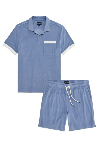Terry Cloth Polo + Shorts Set