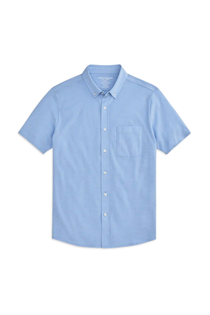 SILVER Pique Short Sleeve Button Up