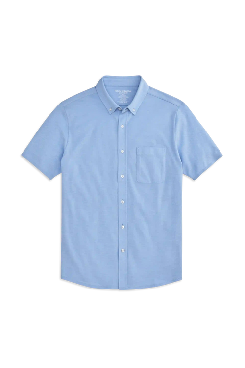 SILVER Pique Short Sleeve Button Up