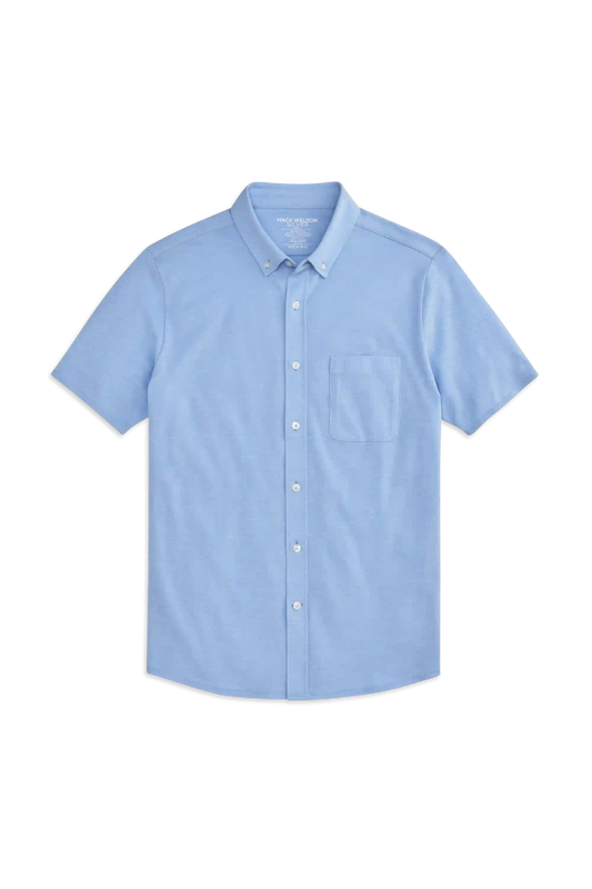 SILVER Pique Short Sleeve Button Up