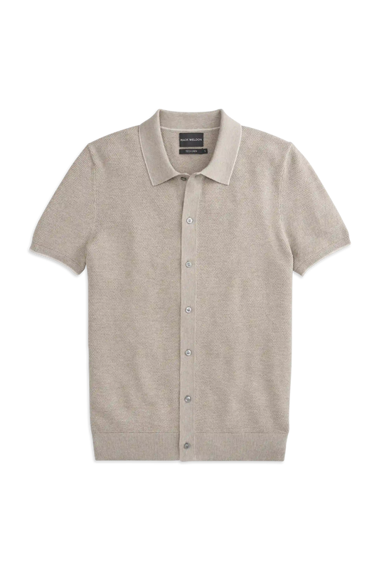 Tech Linen Button Up Sweater Polo