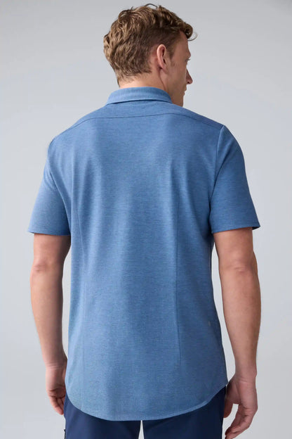 SILVER Pique Short Sleeve Button Up