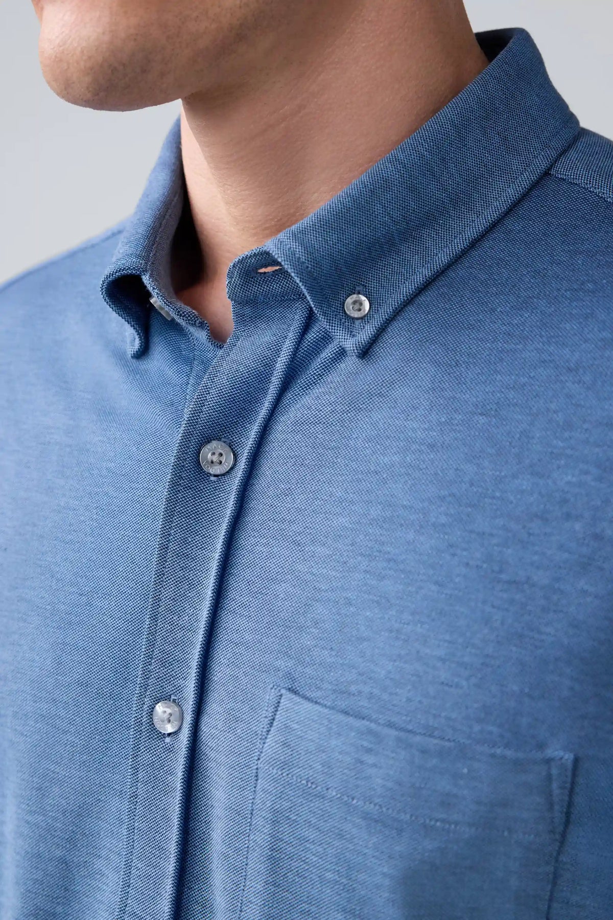 SILVER Pique Short Sleeve Button Up