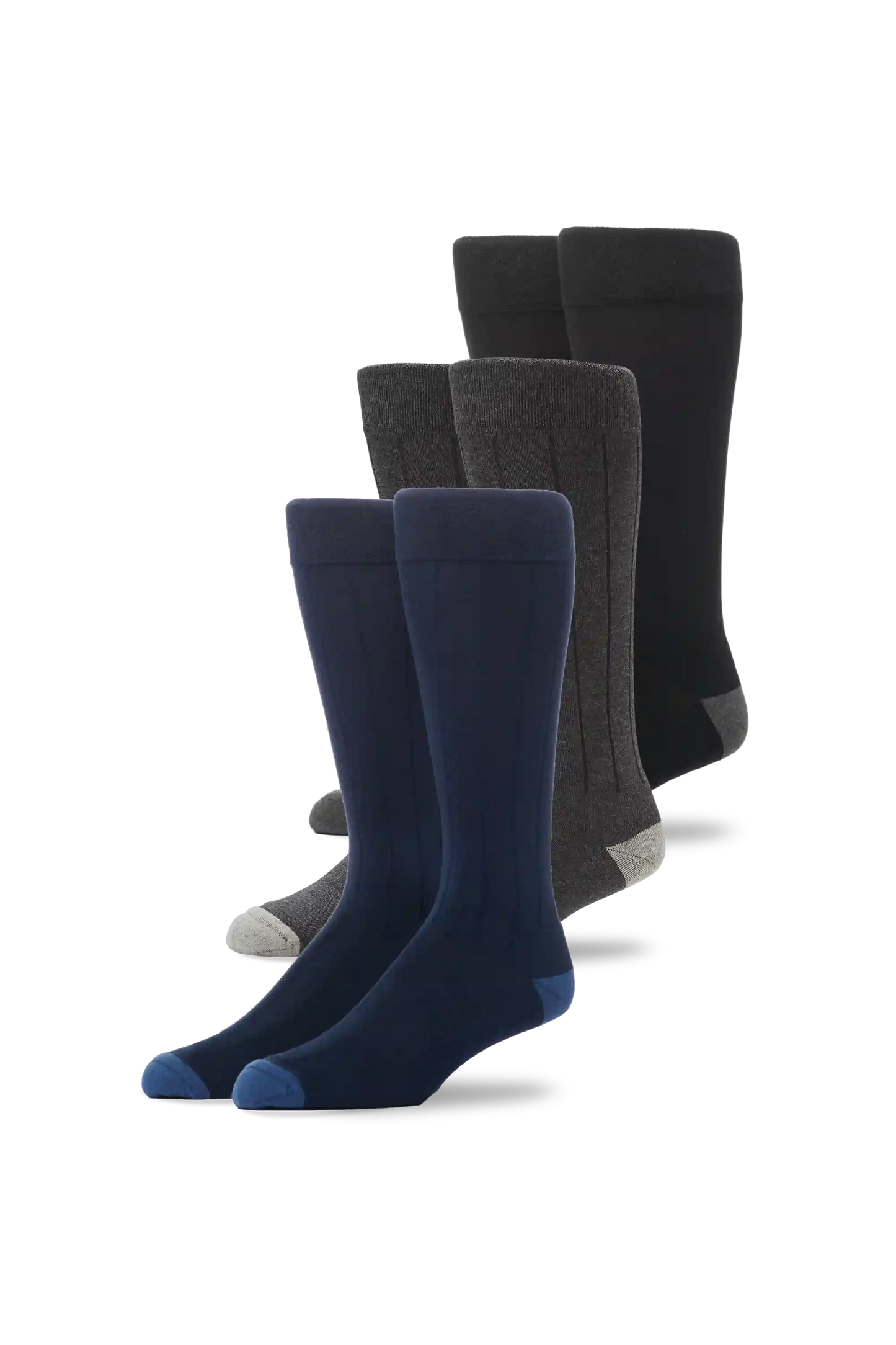 3-Pack SILVER Extended Crew Dress Sock