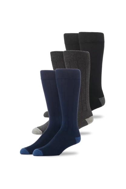 3-Pack SILVER Extended Crew Dress Sock
