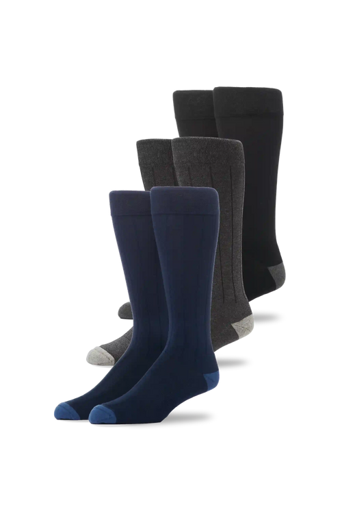 3-Pack SILVER Extended Crew Dress Sock