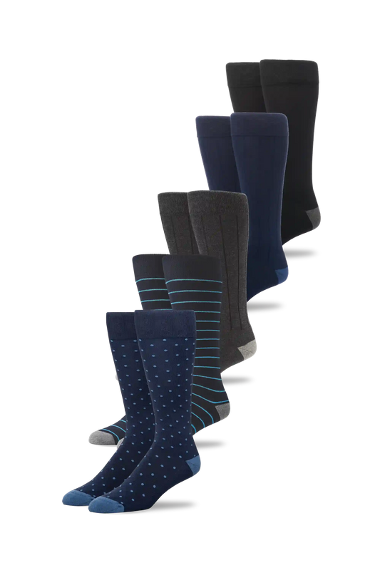 5-Pack SILVER Extended Crew Dress Sock