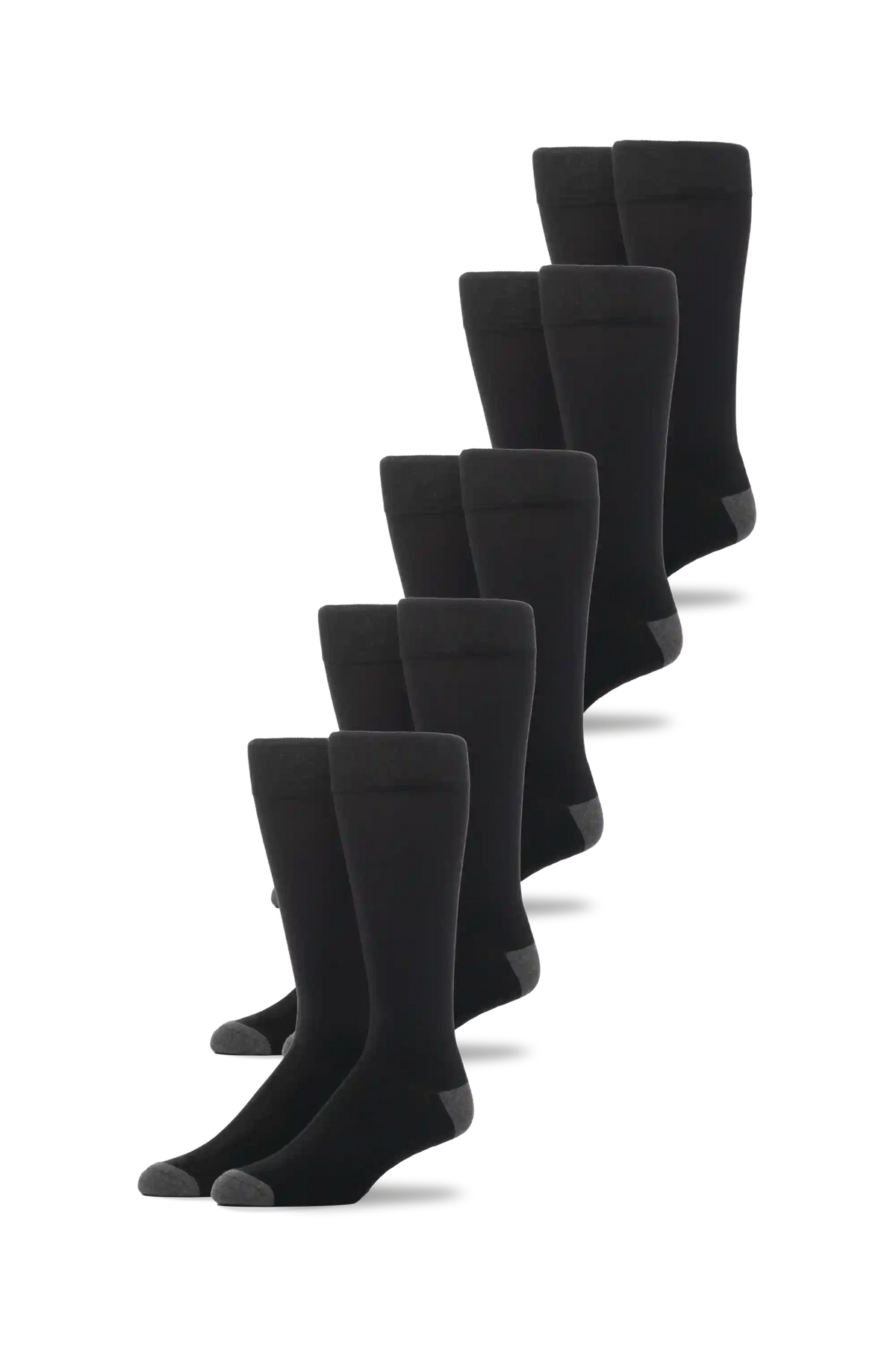 5-Pack SILVER Extended Crew Dress Sock