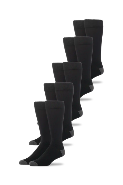 5-Pack SILVER Extended Crew Dress Sock
