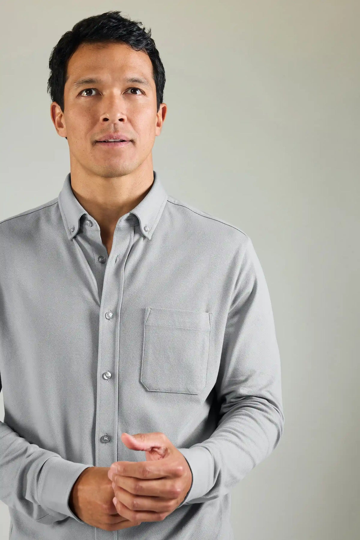 SILVER Pique Button Up