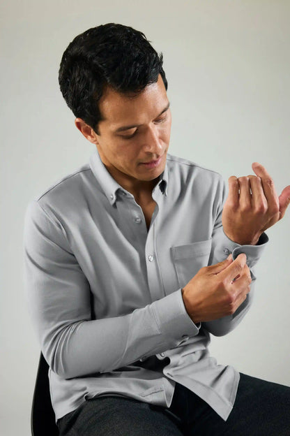 SILVER Pique Button Up