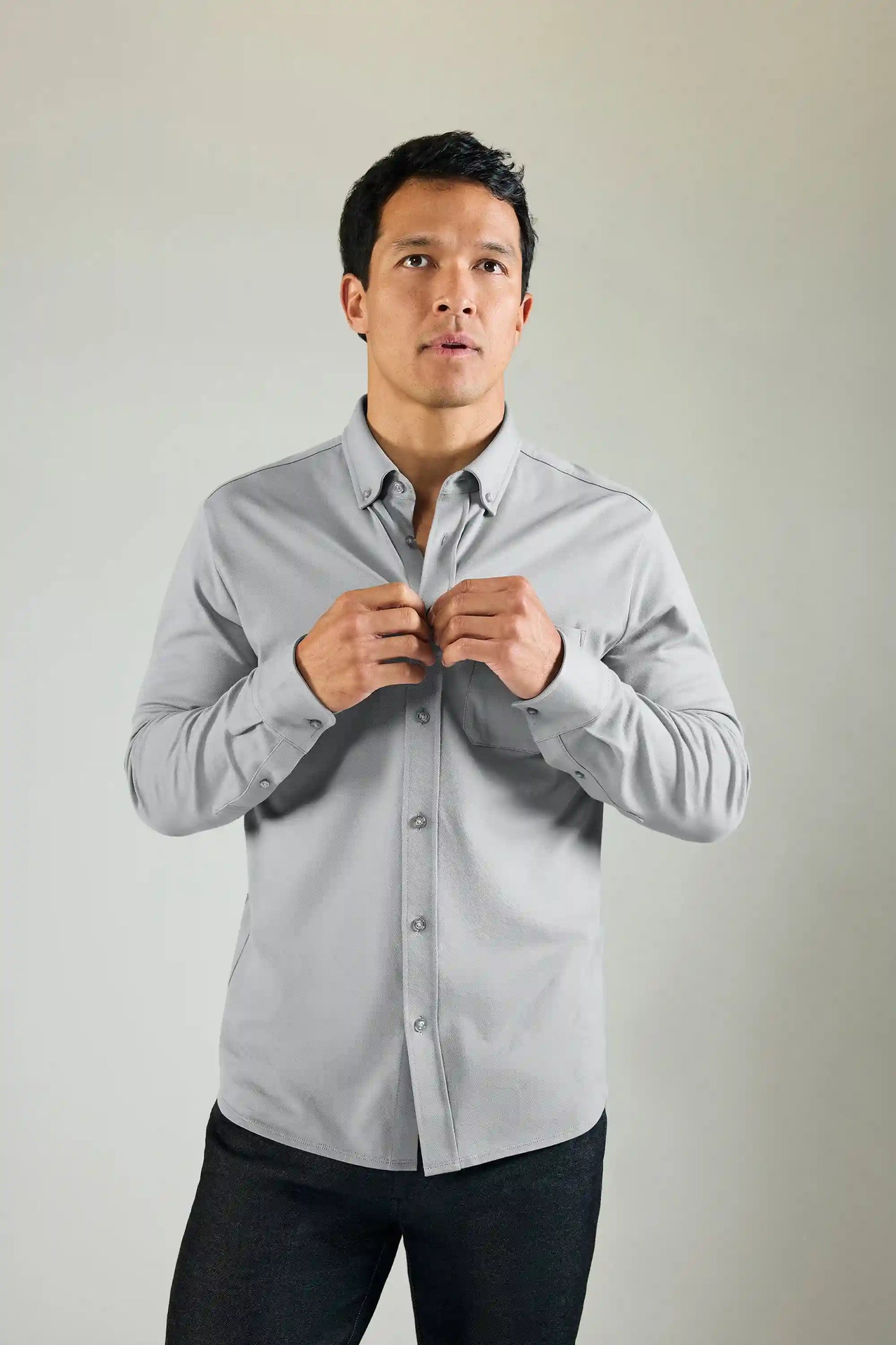 SILVER Pique Button Up