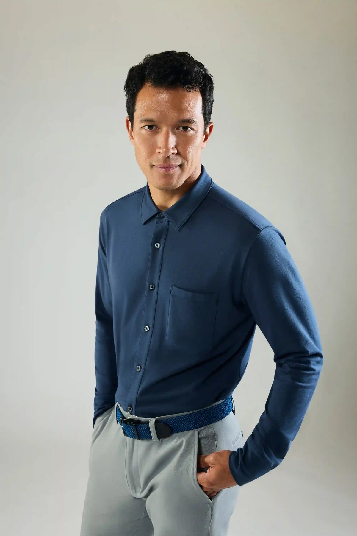 SILVER Jersey Button Up