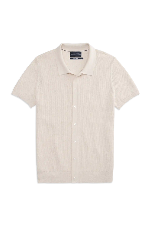 Tech Linen Button Up Sweater Polo