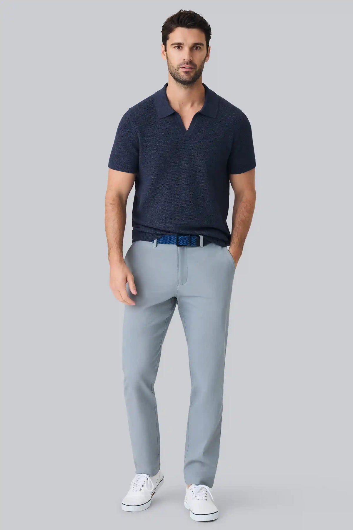 Tech Linen Johnny Collar Sweater Polo