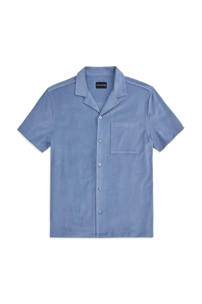 Terry Cloth Short Sleeve Button Up