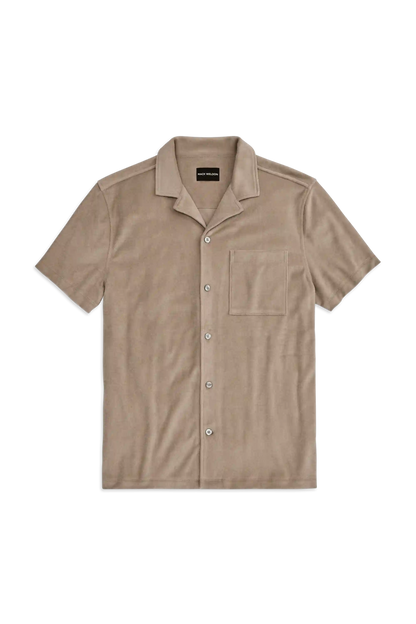 Terry Cloth Short Sleeve Button Up