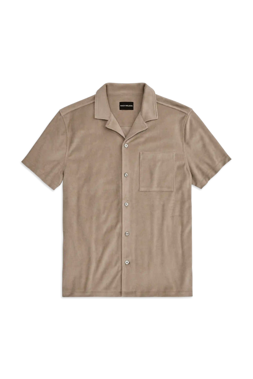 Terry Cloth Short Sleeve Button Up