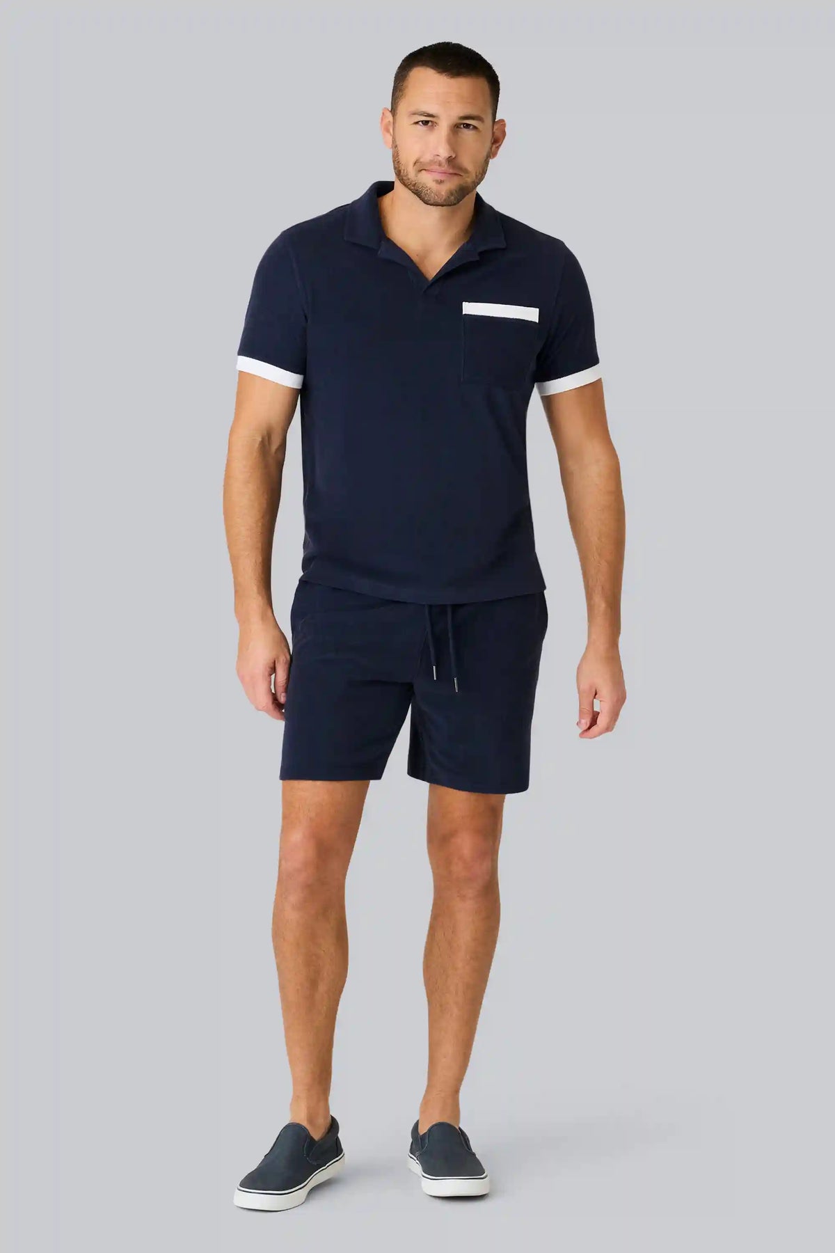 Terry Cloth Polo + Shorts Set